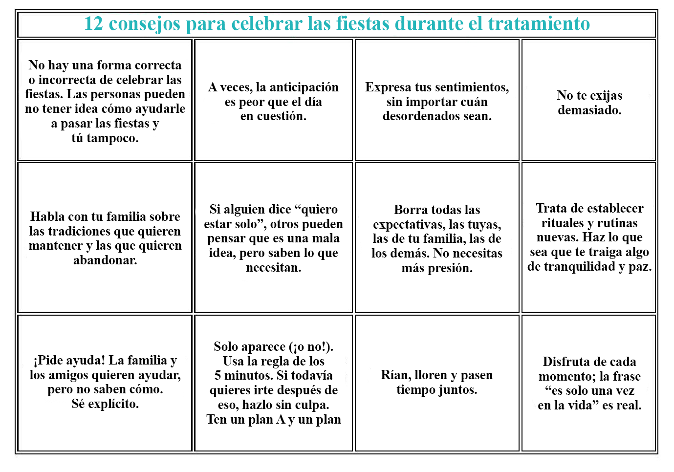 12&nbsp;consejos para celebrar las fiestas durante el tratamiento