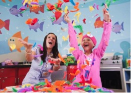 Child and Child Life Specialist with Confetti